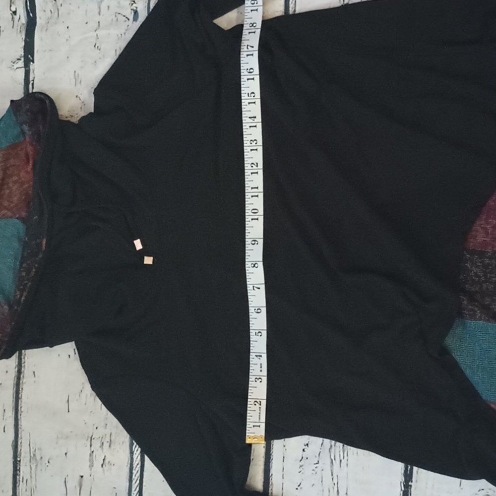 Ali Miles Black Multicolor Patchwork Funnel Neck … - image 7